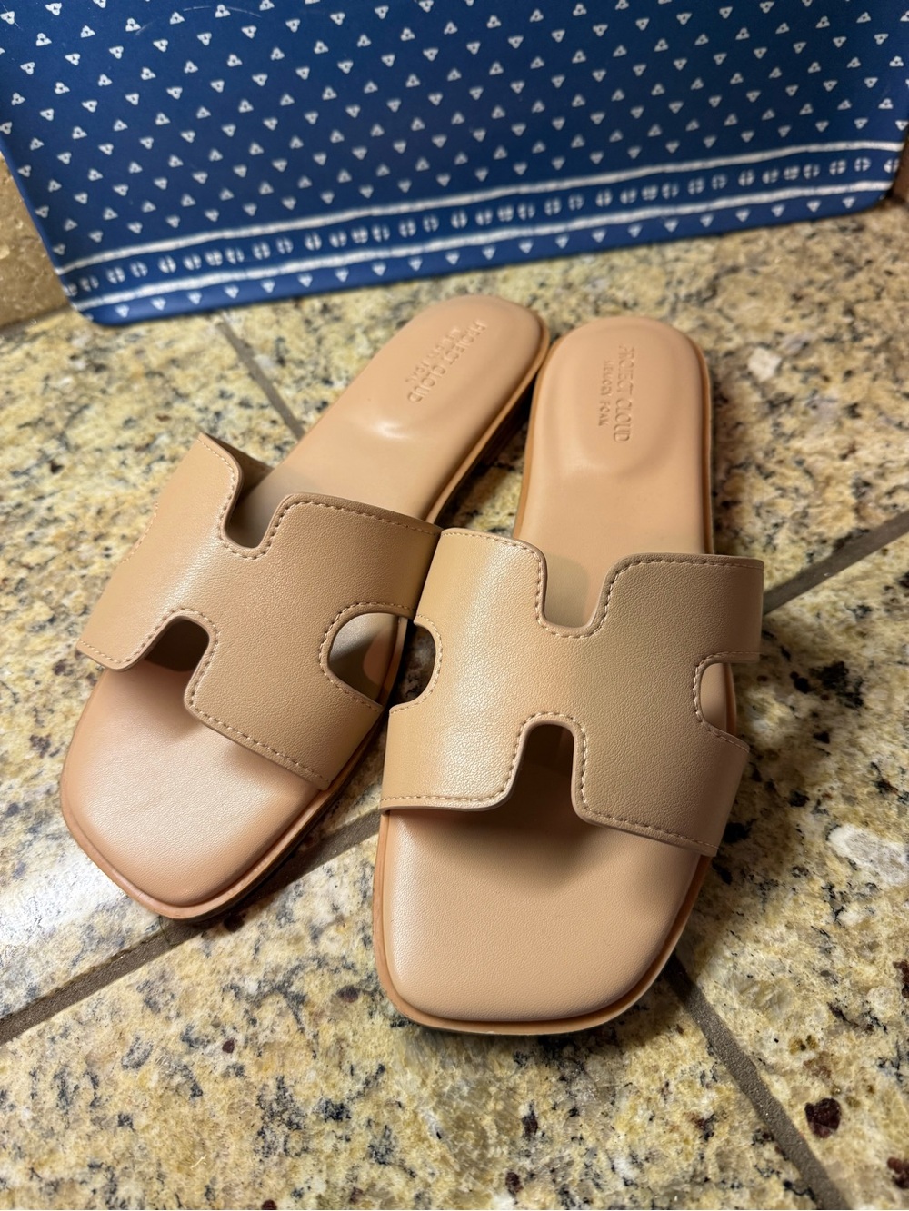 Women's Slide Sandals in Neutral Tan - Smooth Open-Toe Comfort